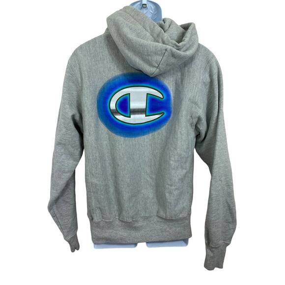 Champion Reverse Weave Sweatshirt Hoodie Sz M Gray Thick Heavyweight Pullover - Picture 3 of 8